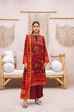 Salwa MFDS-E4-SA-3P-10 Cross Slub Lawn Three Piece - MURASHE