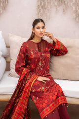 Salwa MFDS-E4-SA-3P-10 Cross Slub Lawn Three Piece