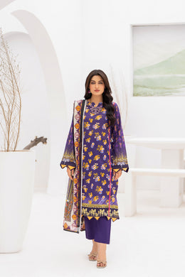 Gull-e-Noor MFDS-D4-GN-3P-01 Slub Lawn Three Piece - MURASHE