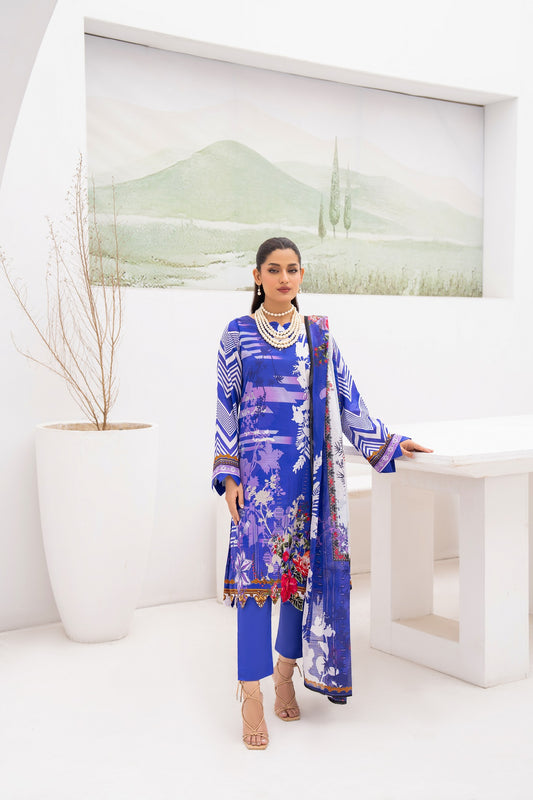 Gull-e-Noor MFDS-D4-GN-3P-04 Slub Lawn Three Piece