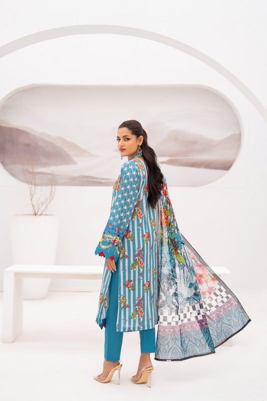 Gull-e-Noor MFDS-D4-GN-3P-06 Slub Lawn Three Piece