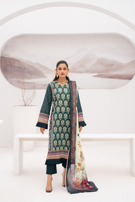 Gull-e-Noor MFDS-D4-GN-3P-07 Slub Lawn Three Piece
