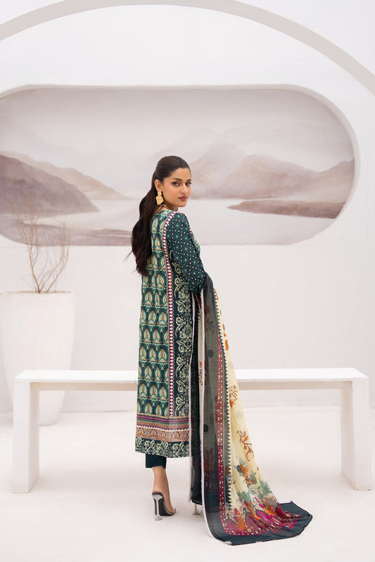 Gull-e-Noor MFDS-D4-GN-3P-07 Slub Lawn Three Piece