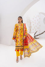 Gull-e-Noor MFDS-D4-GN-3P-08 Slub Lawn Three Piece - MURASHE