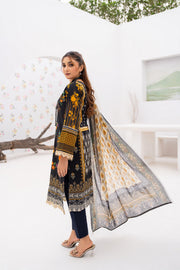 Gull-e-Noor MFDS-D4-GN-3P-09 Slub Lawn Three Piece - MURASHE
