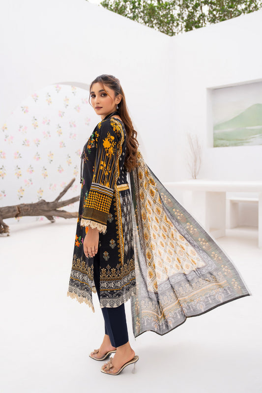 Gull-e-Noor MFDS-D4-GN-3P-09 Slub Lawn Three Piece