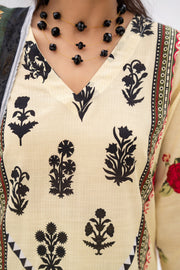 Gull-e-Noor MFDS-D4-GN-3P-10 Slub Lawn Three Piece - MURASHE