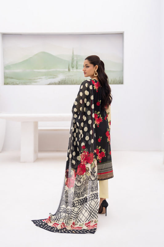 Gull-e-Noor MFDS-D4-GN-3P-10 Slub Lawn Three Piece