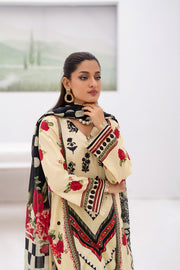 Gull-e-Noor MFDS-D4-GN-3P-10 Slub Lawn Three Piece - MURASHE