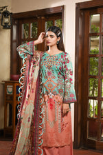Zayna MFDS-J4-ZA-3P-10 Slub Lawn Three Piece - MURASHE