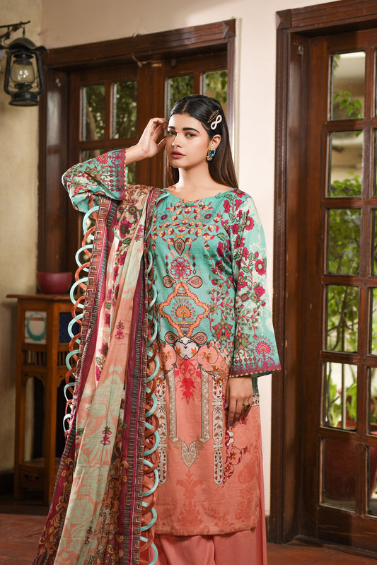 Zayna MFDS-J4-ZA-3P-10 Slub Lawn Three Piece