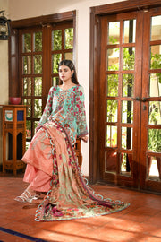 Zayna MFDS-J4-ZA-3P-10 Slub Lawn Three Piece - MURASHE