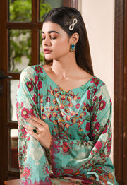 Zayna MFDS-J4-ZA-3P-10 Slub Lawn Three Piece - MURASHE