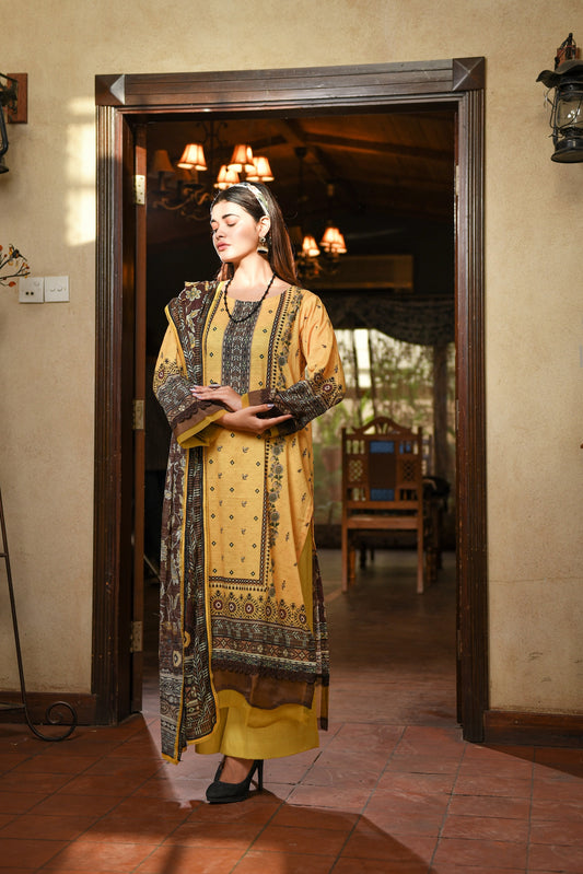 Zayna MFDS-J4-ZA-3P-04 Slub Lawn Three Piece