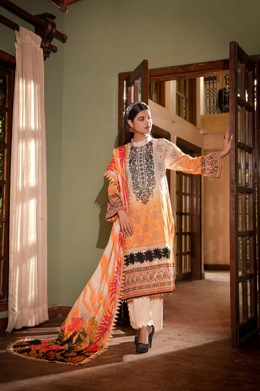 Zayna MFDS-J4-ZA-3P-07 Slub Lawn Three Piece