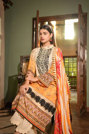 Zayna MFDS-J4-ZA-3P-07 Slub Lawn Three Piece - MURASHE