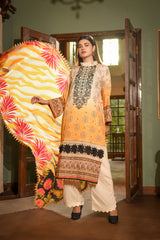 Zayna MFDS-J4-ZA-3P-07 Slub Lawn Three Piece
