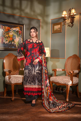 Zayna MFDS-J4-ZA-3P-05 Slub Lawn Three Piece - MURASHE