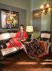 Zayna MFDS-J4-ZA-3P-03 Slub Lawn Three Piece - MURASHE