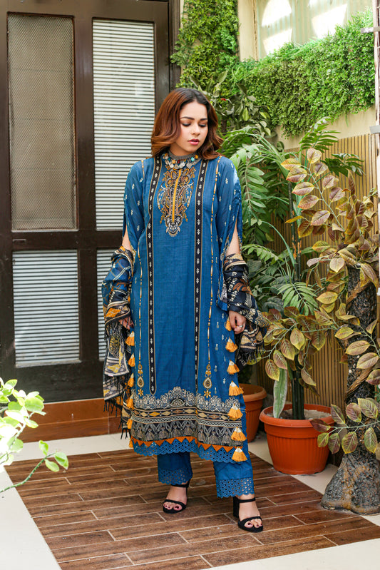Manha MFDS-B4-MA-02 Cross Slub Lawn Three Piece
