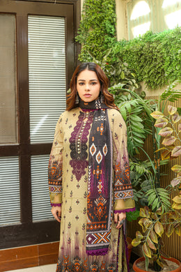 Manha MFDS-B4-MA-04 Cross Slub Lawn Three Piece - MURASHE