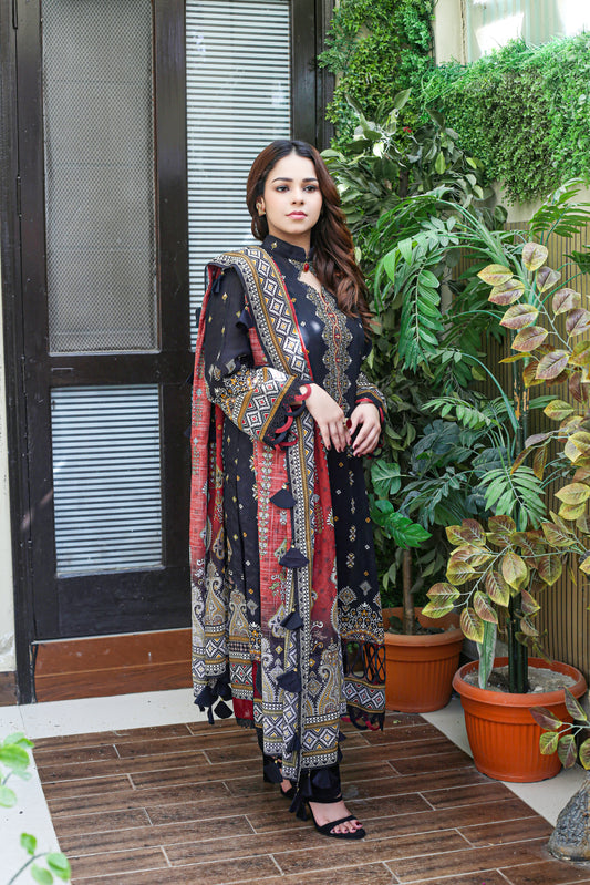 Manha MFDS-B4-MA-06 Cross Slub Lawn Three Piece