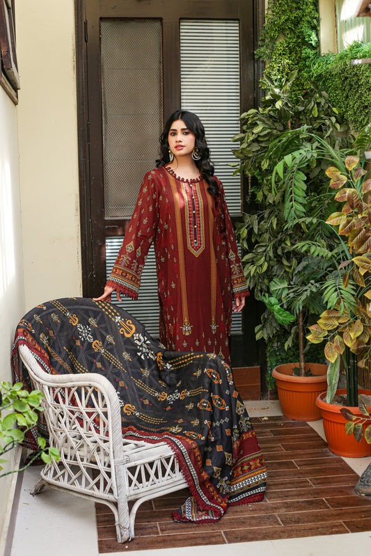 Manha MFDS-B4-MA-07 Cross Slub Lawn Three Piece