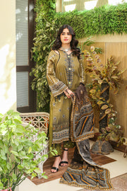 Manha MFDS-B4-MA-08 Cross Slub Lawn Three Piece - MURASHE