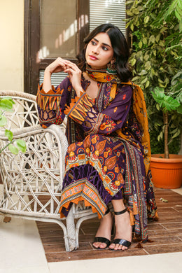 Manha MFDS-B4-MA-09 Cross Slub Lawn Three Piece - MURASHE