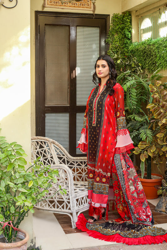 Manha MFDS-B4-MA-10 Cross Slub Lawn Three Piece