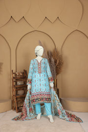 Imsha Doria Lawn 3 Piece D-02 by Murashe featuring digital printed slub lawn shirt, lawn voil dupatta and cotton trousers