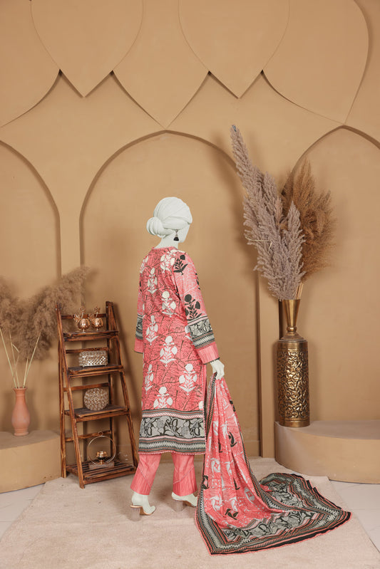 Imsha Doria Lawn 3 Piece D-03 by Murashe featuring digital printed slub lawn shirt, lawn voil dupatta and cotton trousers