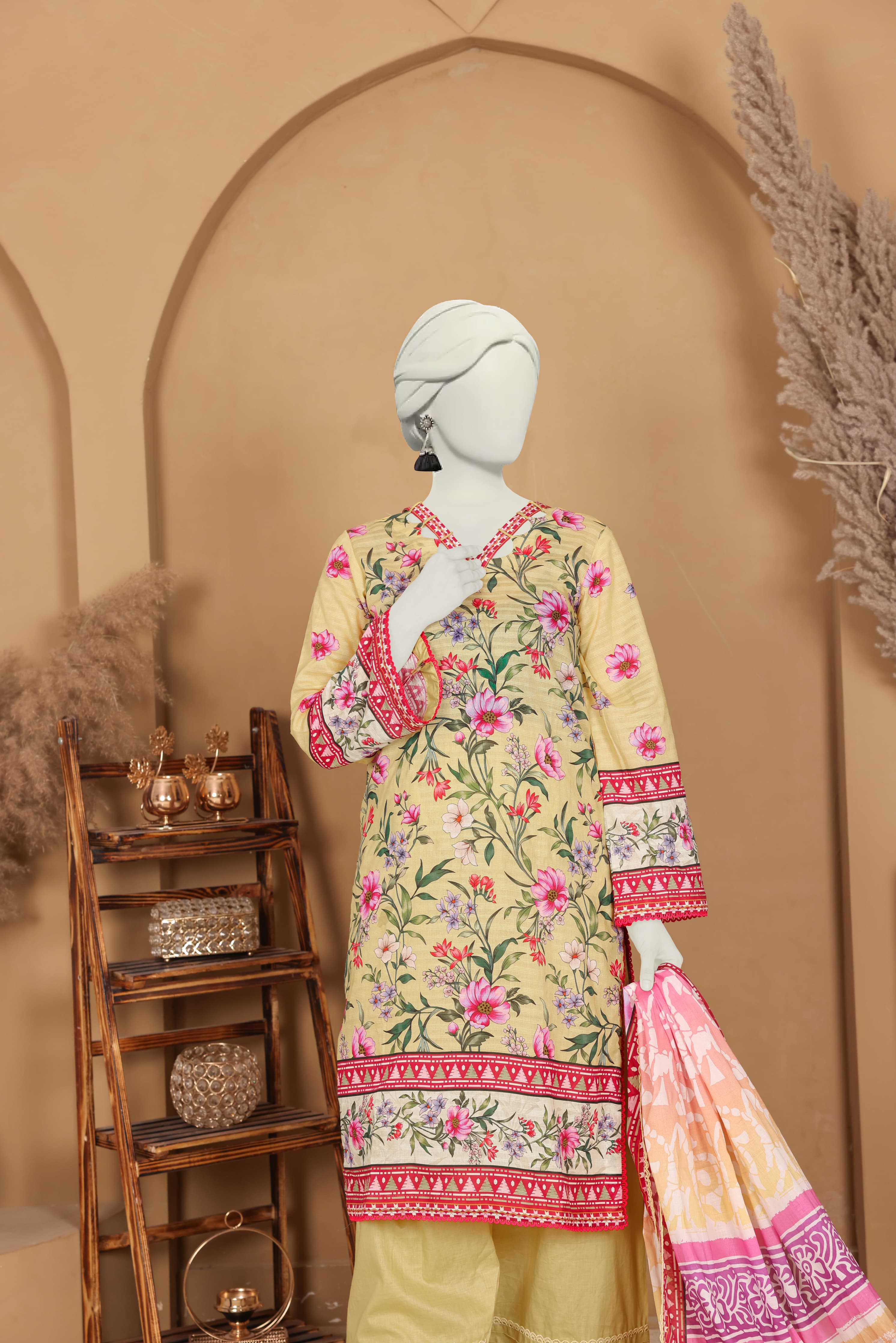 Imsha Doria Lawn 3 Piece D-06 by Murashe featuring digital printed slub lawn shirt, lawn voil dupatta and cotton trousers