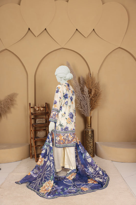 Imsha Doria Lawn 3 Piece D-07 by Murashe featuring digital printed slub lawn shirt, lawn voil dupatta and cotton trousers