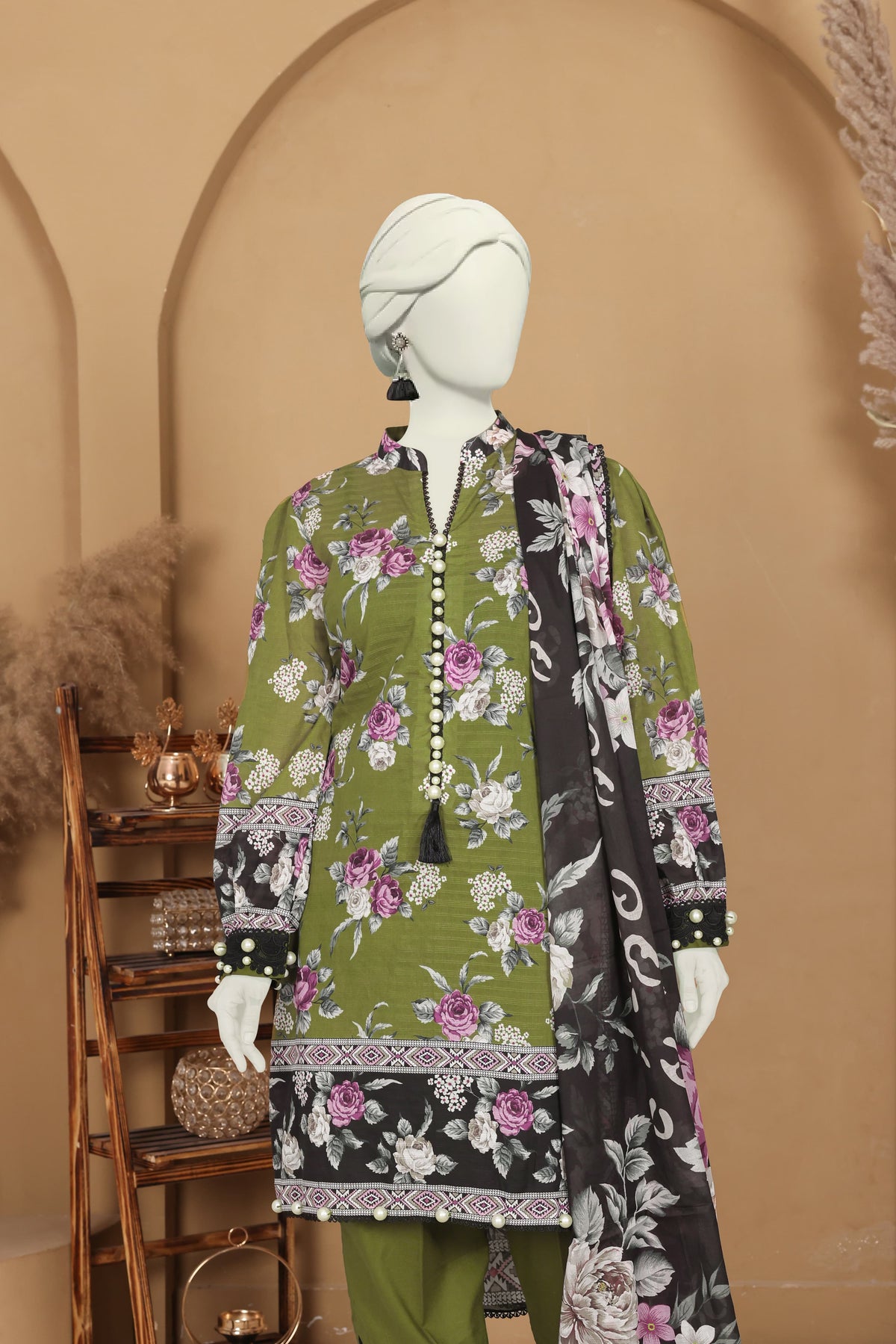 Imsha Doria Lawn 3 Piece D-08 by Murashe featuring digital printed slub lawn shirt, lawn voil dupatta and cotton trousers