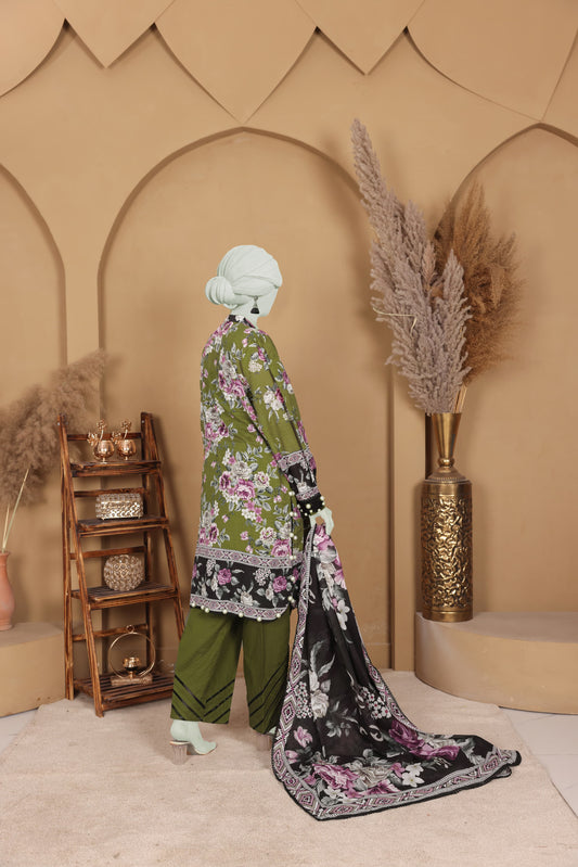 Imsha Doria Lawn 3 Piece D-08 by Murashe featuring digital printed slub lawn shirt, lawn voil dupatta and cotton trousers