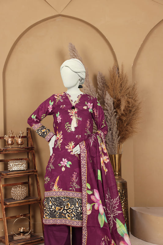 Imsha Doria Lawn 3 Piece D-12 by Murashe featuring digital printed slub lawn shirt, lawn voil dupatta and cotton trousers