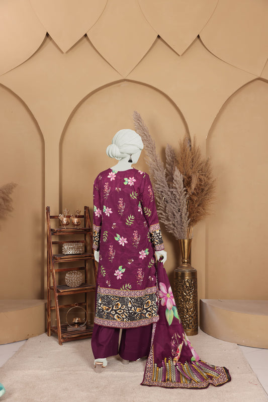 Imsha Doria Lawn 3 Piece D-12 by Murashe featuring digital printed slub lawn shirt, lawn voil dupatta and cotton trousers