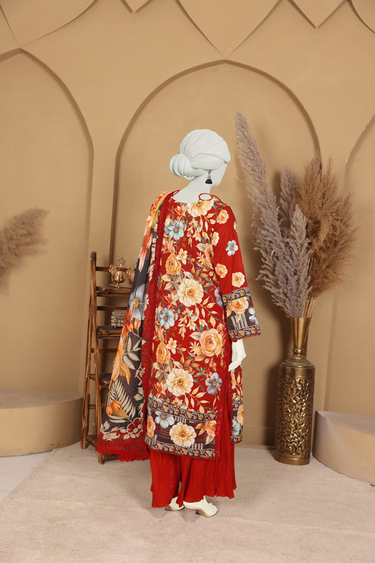 Imsha Doria Lawn 3 Piece D-12 by Murashe featuring digital printed slub lawn shirt, lawn voil dupatta and cotton trousers