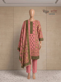 3 Piece - Unstitched Khaddar – D#3008 Pink