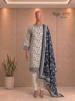 3 Piece - Unstitched Khaddar – D#3040