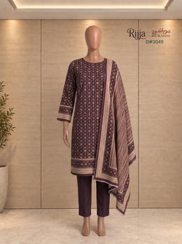 3 Piece - Unstitched Khaddar – D#3049