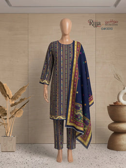 3 Piece - Unstitched Khaddar – D#3010