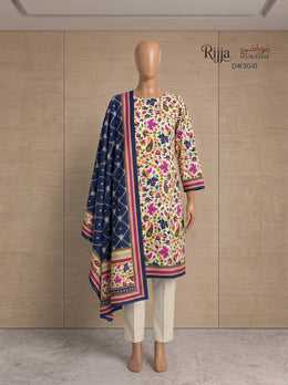 3 Piece - Unstitched Khaddar – D#3041