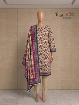 3 Piece - Unstitched Khaddar – D#3043