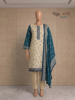 3 Piece - Unstitched Khaddar – D#3047