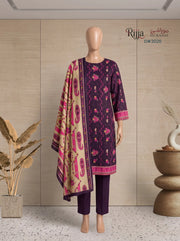 3 Piece - Unstitched Khaddar – D#3026