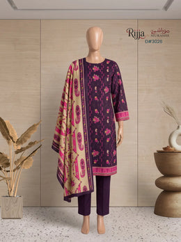 3 Piece - Unstitched Khaddar – D#3026