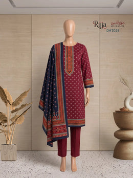 3 Piece - Unstitched Khaddar – D#3028