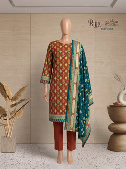 3 Piece - Unstitched Khaddar – D#3033
